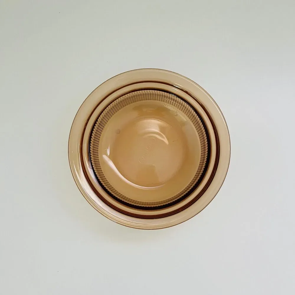 CORNING Vision Amber Glass V-30-B Round Ribbed 24 oz/750 ml Casserole Dish Only